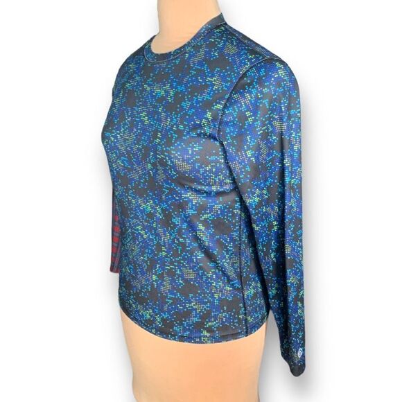 C9 Champion Top Blue Green Geometric Design Long Sleeve Active Base Layer Shirt - Picture 4 of 9